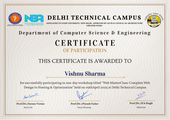 Web MasterClass Certificate